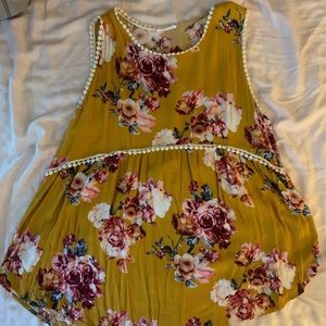 Floral Mustard Sleeveless Top